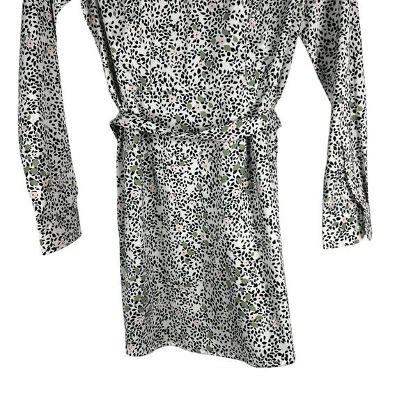 UNTUCKit for Her Phoebe Floral Belted Long Sleeve Shirt Dress in White Size 6 - Picture 7 of 10